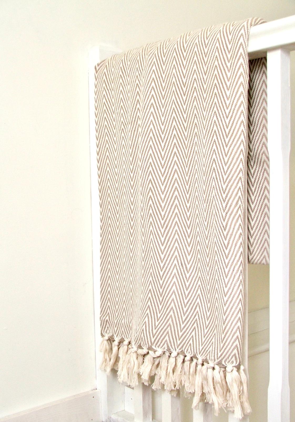 Cream and White Cotton Throw